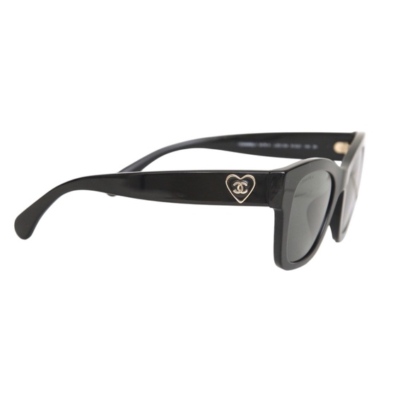 CHANEL Sunglasses Black Heart Square Gold Acetate Enamel Eyeglasses 5478-A 501S4 - Picture 2 of 10